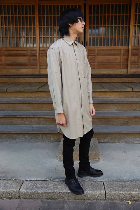YOKE FOLD UP SHERE LONG SHIRTS"BEIGE"ミックススタイル2019.9.16.
