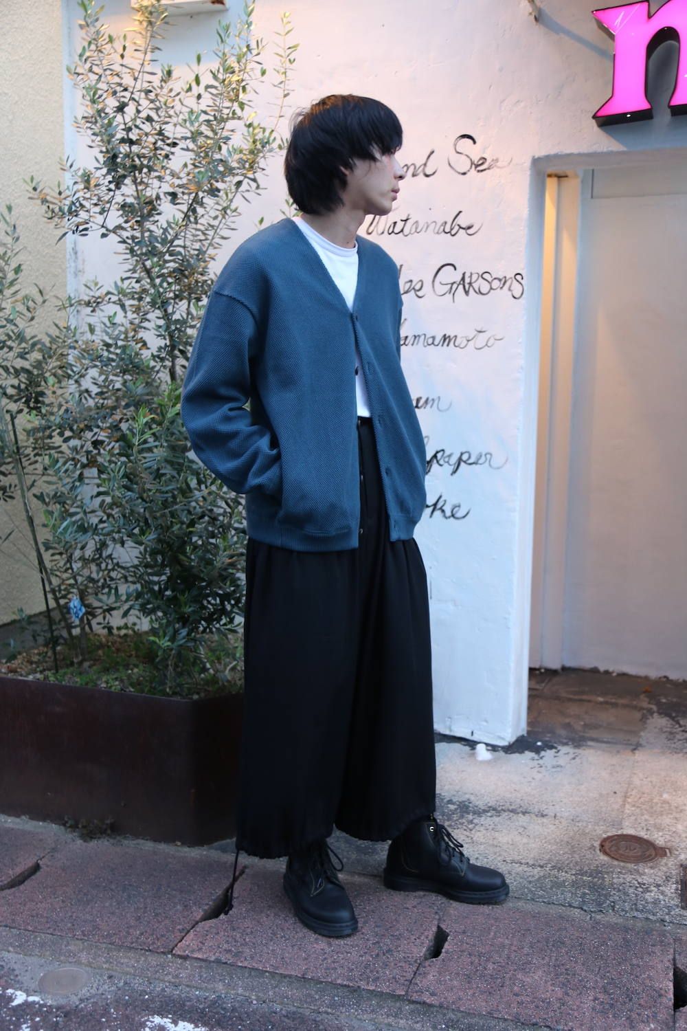 crepuscule moss stitch V/N cardigan"BLUE GREEN"スタイル.2019.9.9.