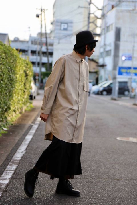 YOKE FOLD UP SHERE LONG SHIRTS"BEIGE"スタイル.2019.9.9.