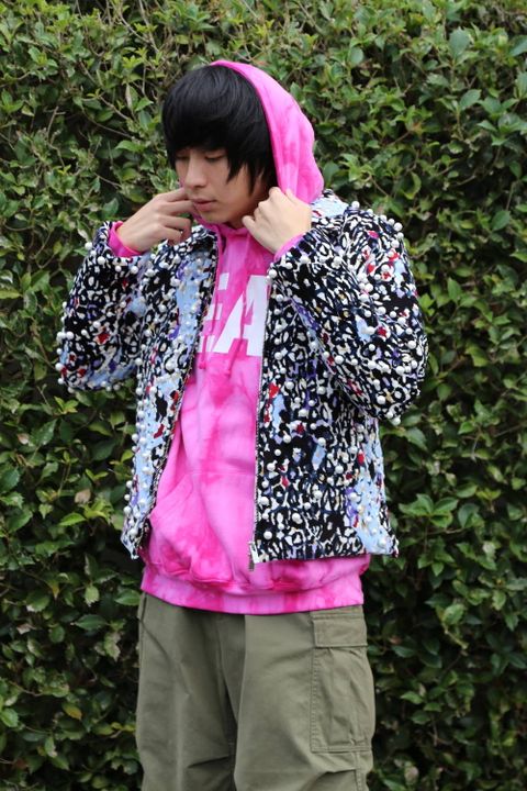 sulvam leopard pearl zip JKTミックススタイル.2019.9.1.