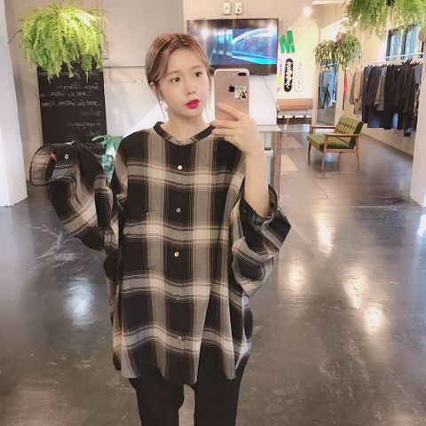 Graphpaper Check Band Collar Big Sleeve Shirt"BLACK CH"スタイル.2019.9.11.