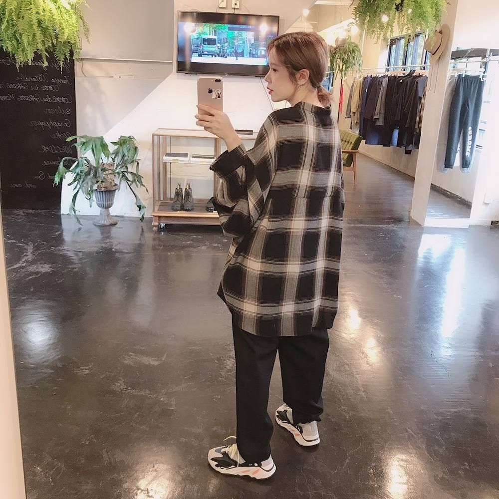 Graphpaper Check Band Collar Big Sleeve Shirt"BLACK CH"スタイル.2019.9.11.