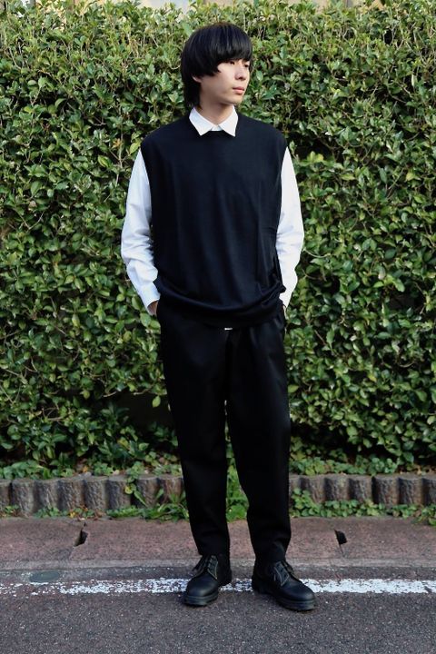 Graphpaper High Gauge Knit Vest"BLACK"スタイル.2019.9.15.