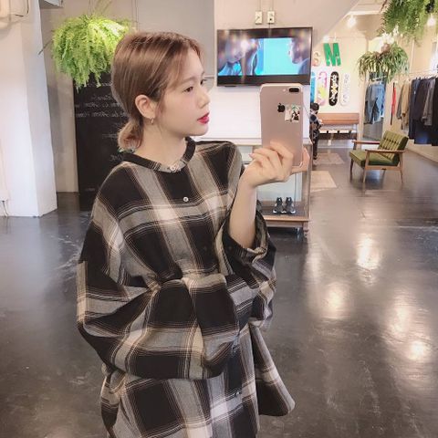 Graphpaper Check Band Collar Big Sleeve Shirt"BLACK CH"スタイル.2019.9.11.
