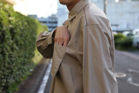 YOKE FOLD UP SHERE LONG SHIRTS"BEIGE"スタイル.2019.9.9.