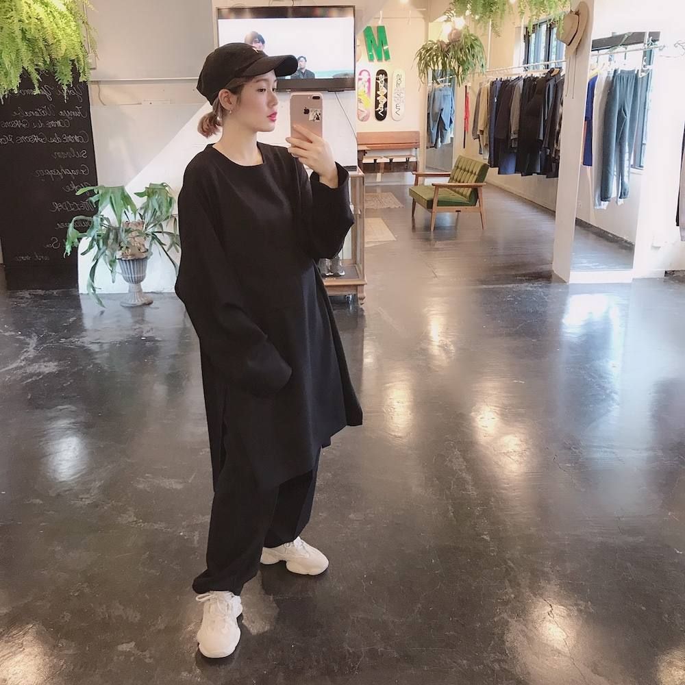 Graphpaper Herringbone Long Pullover"BLACK"スタイル2019.9.13.