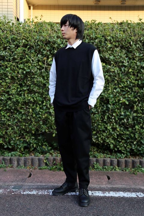 Graphpaper High Gauge Knit Vest"BLACK"スタイル.2019.9.15.