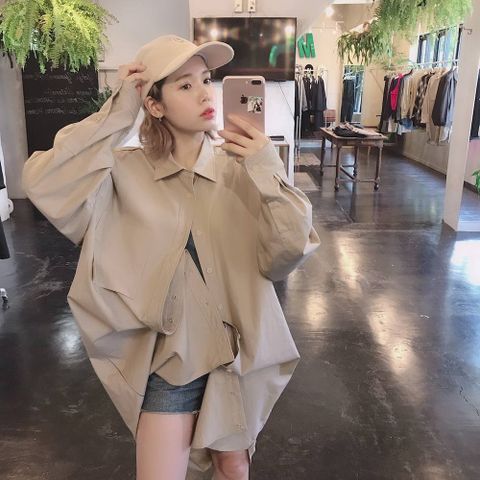 YOKE FOLD UP SHERE LONG SHIRTS"BEIGE"スタイル.2019.9.14.