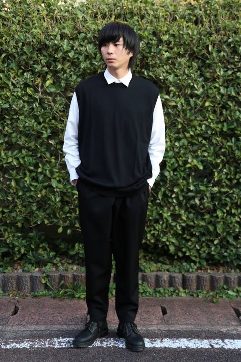 Graphpaper High Gauge Knit Vest"BLACK"スタイル.2019.9.15.