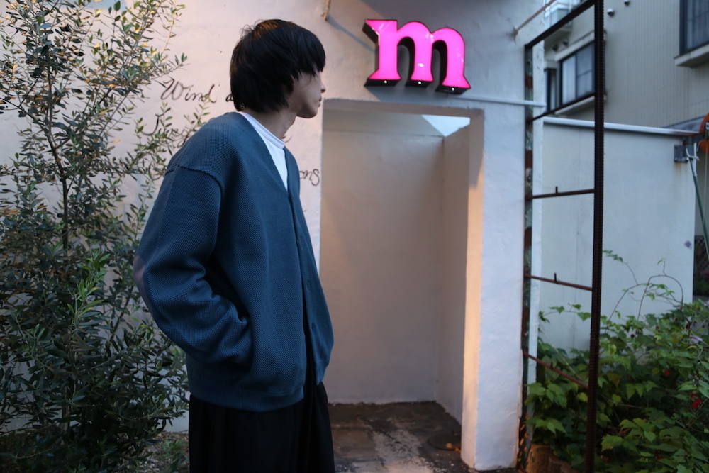 crepuscule moss stitch V/N cardigan"BLUE GREEN"スタイル.2019.9.9.