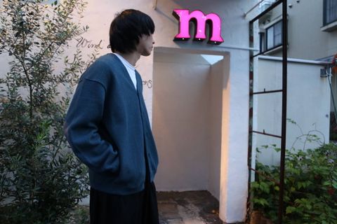 crepuscule moss stitch V/N cardigan"BLUE GREEN"スタイル.2019.9.9.