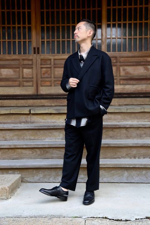 YOKE LOOSE DOUBLE-BREASTED JACKET & TROUSESスタイル.2019.9.10.