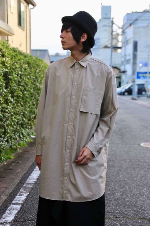 YOKE FOLD UP SHERE LONG SHIRTS"BEIGE"スタイル.2019.9.9.