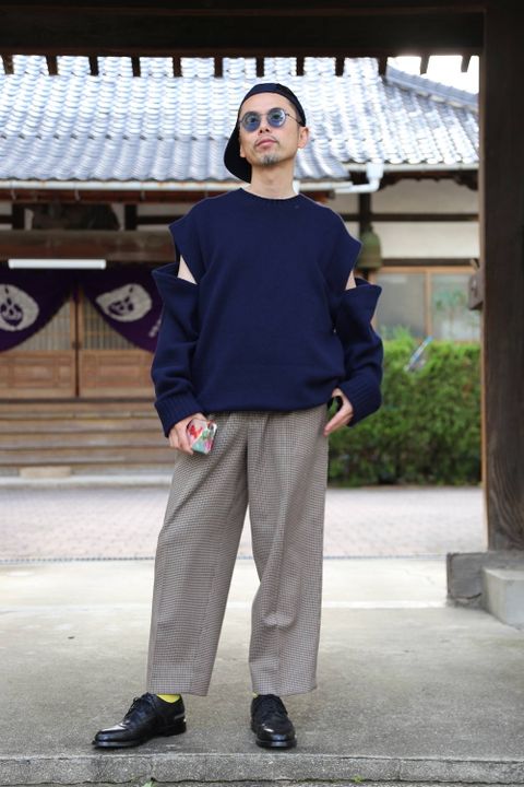 YOKE DETACHABLE FOLD UP SHARE KNIT"NAVY"スタイル2019.9.23.