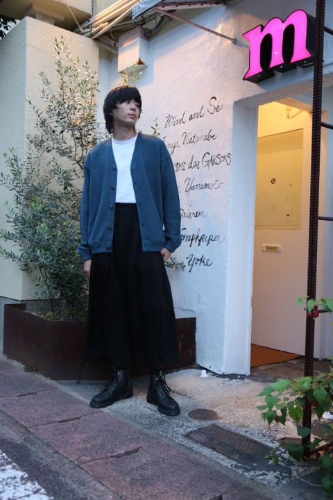 crepuscule moss stitch V/N cardigan"BLUE GREEN"スタイル.2019.9.9.