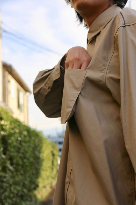 YOKE FOLD UP SHERE LONG SHIRTS"BEIGE"スタイル.2019.9.9.