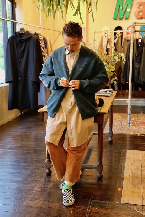 YOKE FOLD UP SHERE LONG SHIRTS"BEIGE"スタイル.2019.9.14.