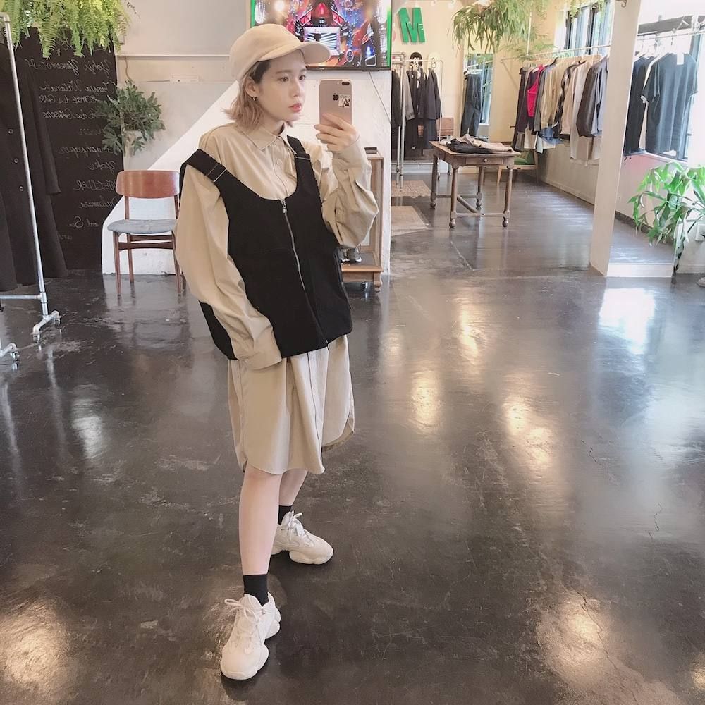 YOKE FOLD UP SHERE LONG SHIRTS"BEIGE"スタイル.2019.9.14.