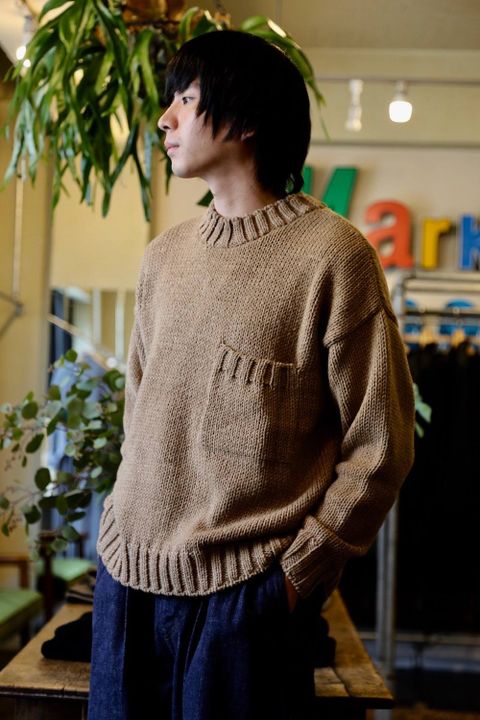WELLDER Solid Color Low Gauge Hand Machine Knit"CAMEL"スタイル2019.9.14.