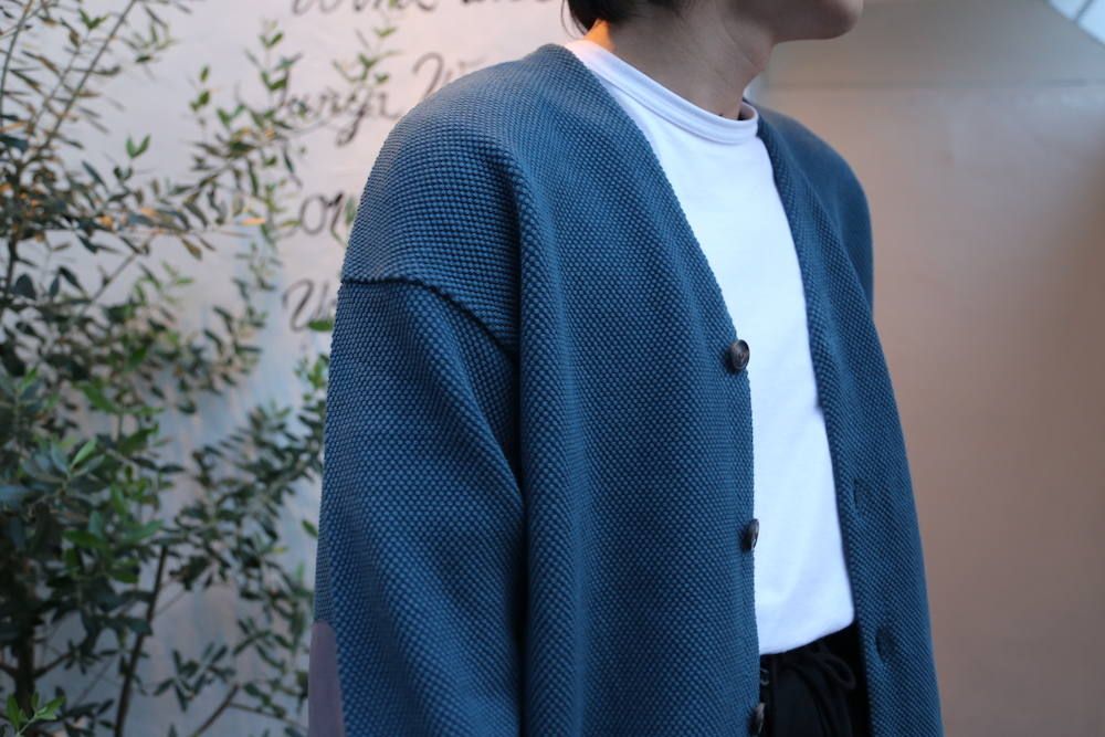 crepuscule moss stitch V/N cardigan"BLUE GREEN"スタイル.2019.9.9.