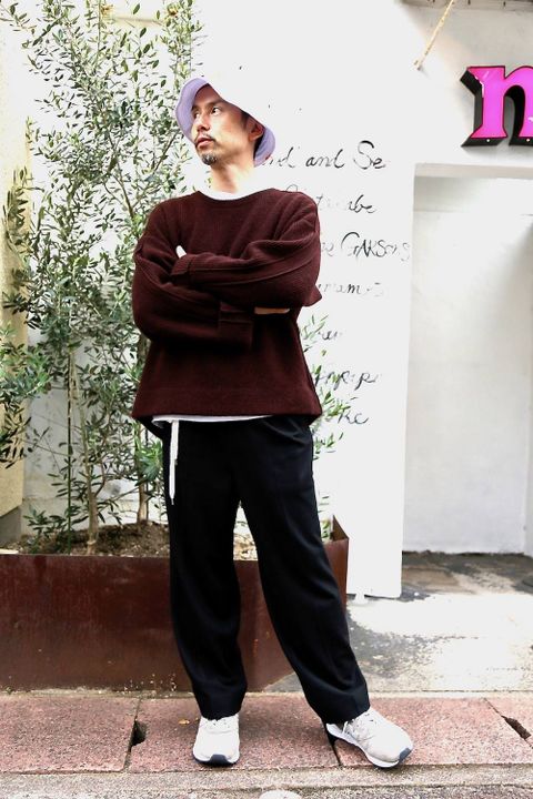 YOKE 7G ALPACA CARDIGAN RIB STITCH KNIT"BROWN"2019.10.1.