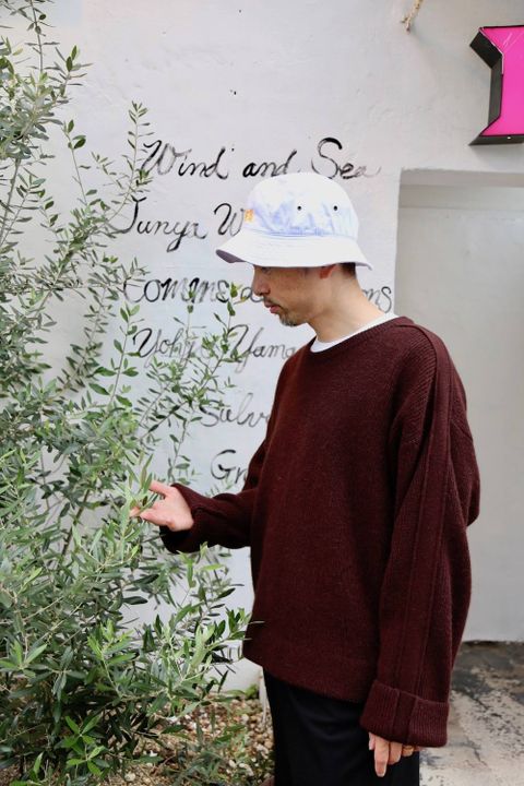 YOKE 7G ALPACA CARDIGAN RIB STITCH KNIT"BROWN"2019.10.1.