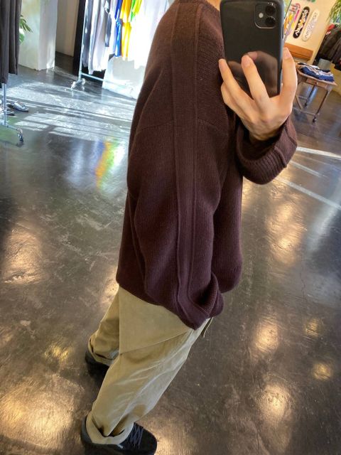 YOKE 7G ALPACA CARDIGAN RIB STITCH KNIT"BROWN"Style.2019.10.6.