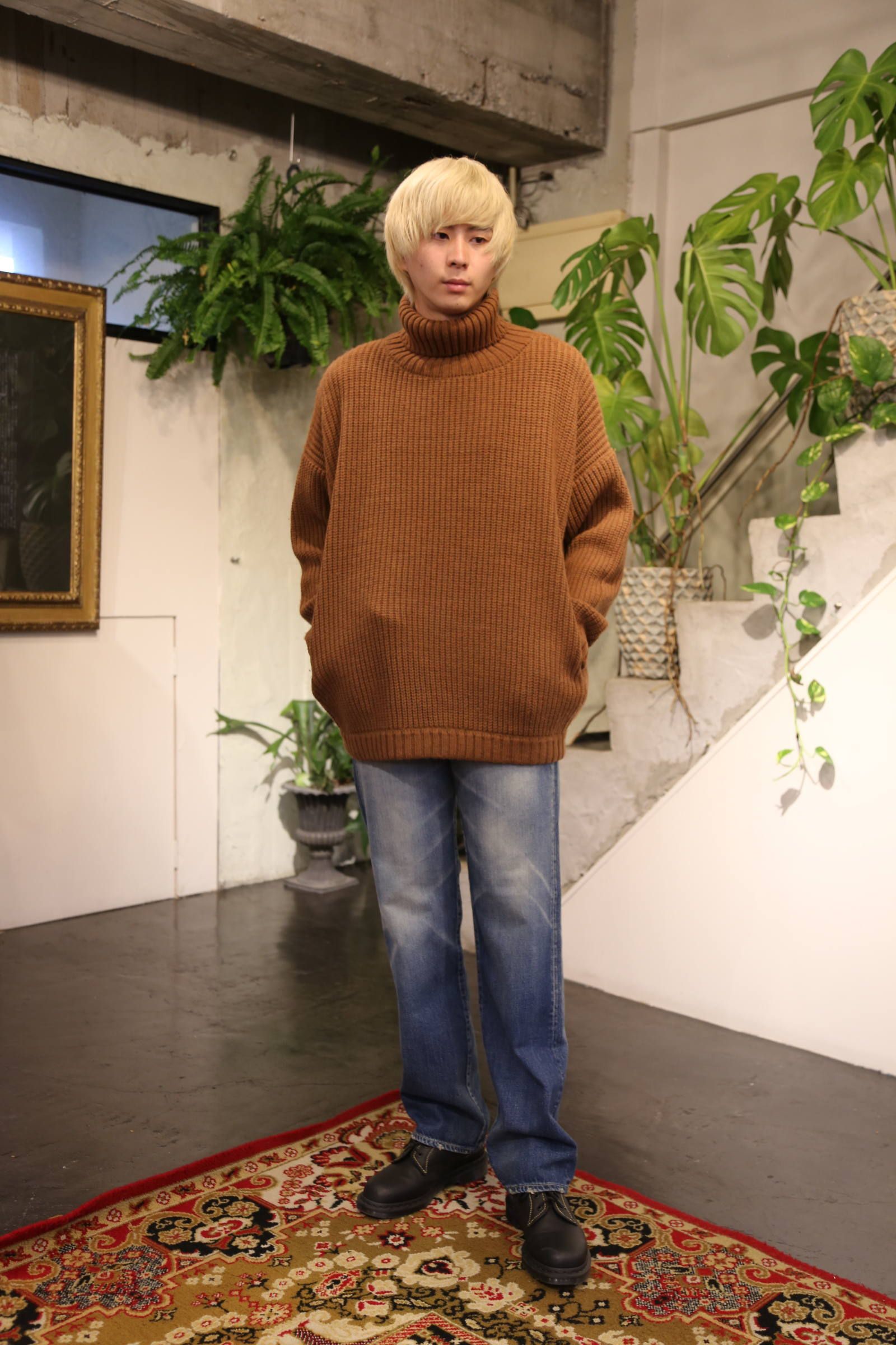Dulcamara ローゲージダブルニット″BROWN″スタイル.2019.10.18.