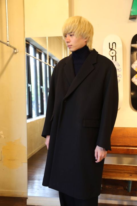 WELLDER Double Breasted Chesterfield Coat"BLACK"スタイル2019.10.8.