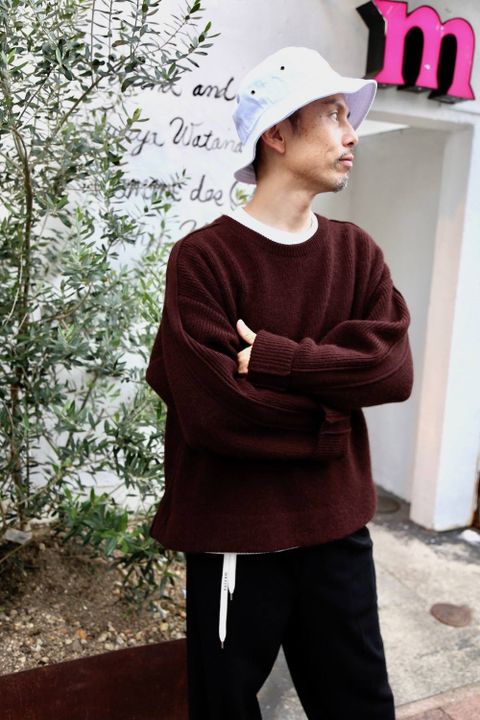 YOKE 7G ALPACA CARDIGAN RIB STITCH KNIT"BROWN"2019.10.1.