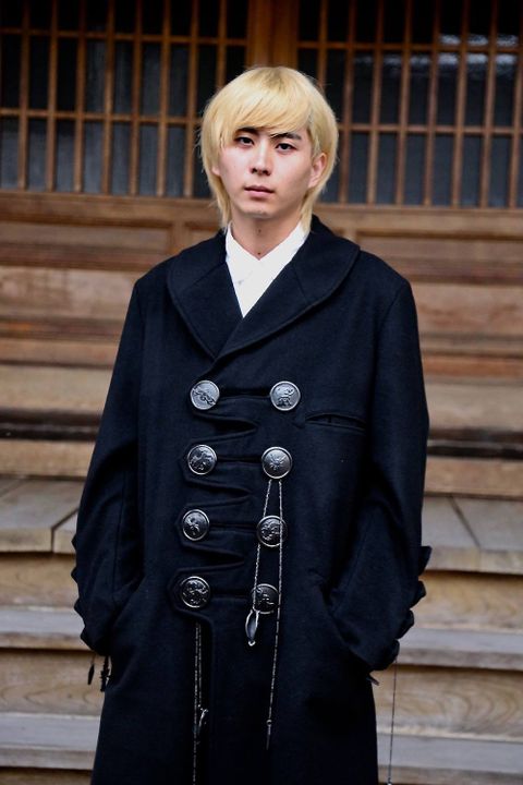 Yohji Yamamoto メルトンデカ黒釦ヘチマコートスタイル2019.10.23.