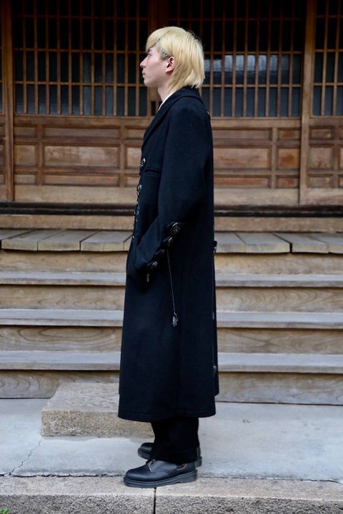 Yohji Yamamoto メルトンデカ黒釦ヘチマコートスタイル2019.10.23.