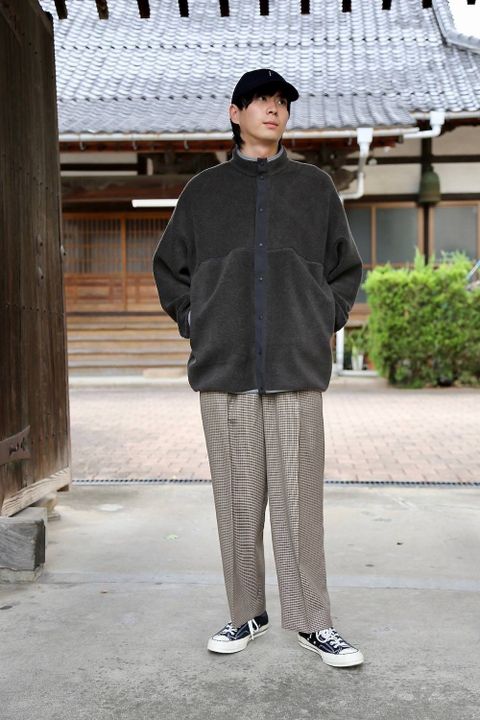 Graphpaper Wool Boa Hi-Neck Full Open Blouson"GRAY" スタイル2019.10.21.
