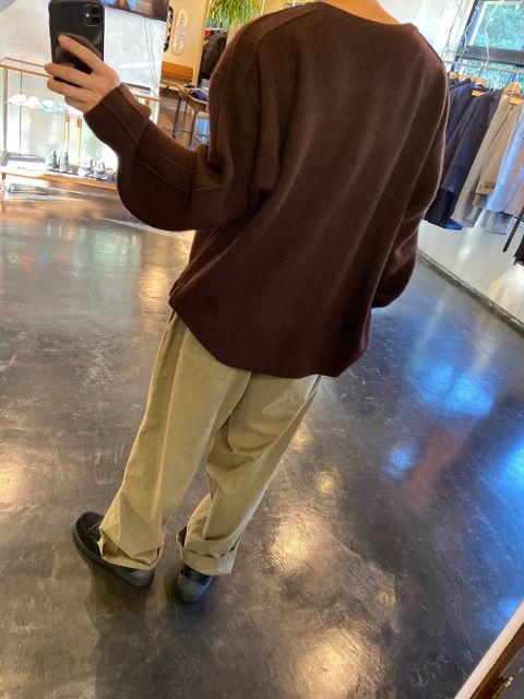 YOKE 7G ALPACA CARDIGAN RIB STITCH KNIT"BROWN"Style.2019.10.6.