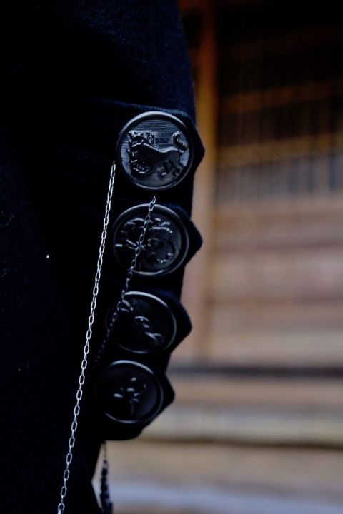 Yohji Yamamoto メルトンデカ黒釦ヘチマコートスタイル2019.10.23.