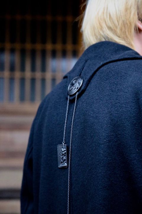 Yohji Yamamoto メルトンデカ黒釦ヘチマコートスタイル2019.10.23.