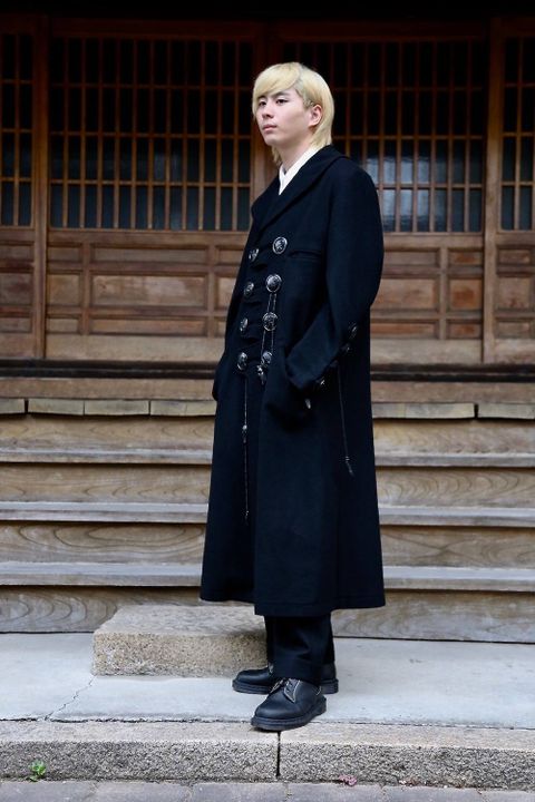 Yohji Yamamoto メルトンデカ黒釦ヘチマコートスタイル2019.10.23.