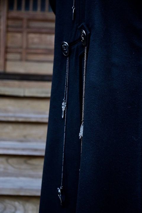 Yohji Yamamoto メルトンデカ黒釦ヘチマコートスタイル2019.10.23.