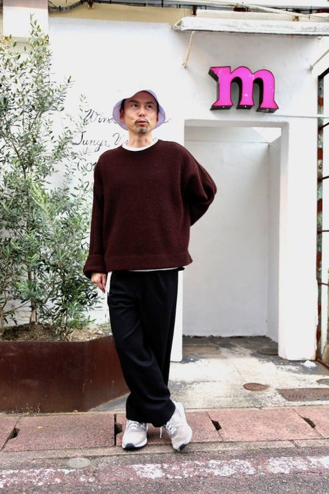 YOKE 7G ALPACA CARDIGAN RIB STITCH KNIT"BROWN"2019.10.1.