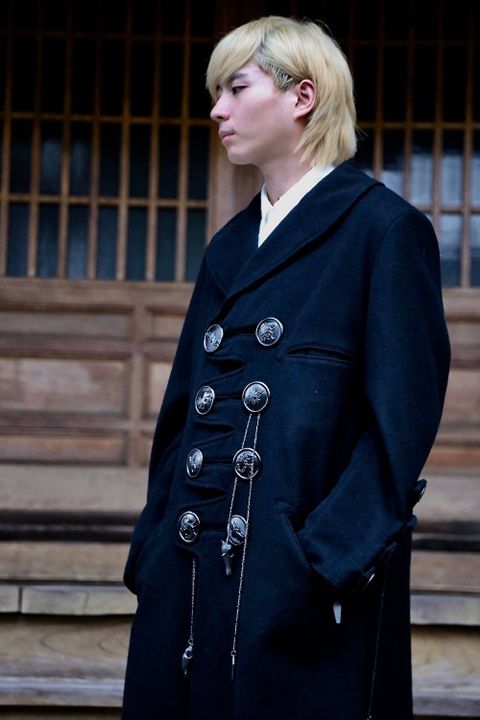 Yohji Yamamoto メルトンデカ黒釦ヘチマコートスタイル2019.10.23.