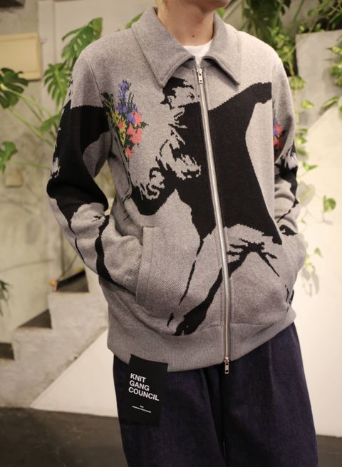 KNIT GANG COUNCIL ″BRANDALISM″ KNIT BLOUSON ″FLOWER BOMBER″スタイル.2019.10.19