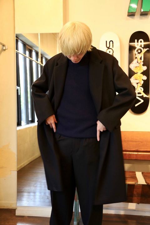 WELLDER Double Breasted Chesterfield Coat"BLACK"スタイル2019.10.8.
