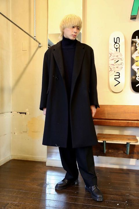 WELLDER Double Breasted Chesterfield Coat"BLACK"スタイル2019.10.8.