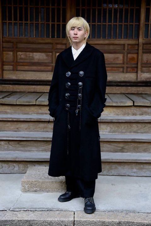 Yohji Yamamoto メルトンデカ黒釦ヘチマコートスタイル2019.10.23.