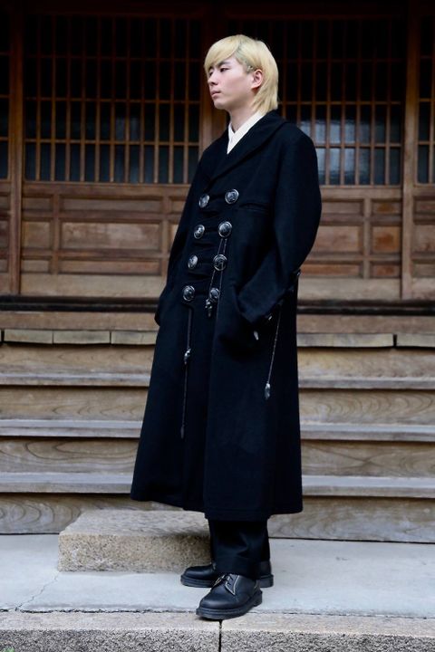 Yohji Yamamoto メルトンデカ黒釦ヘチマコートスタイル2019.10.23.
