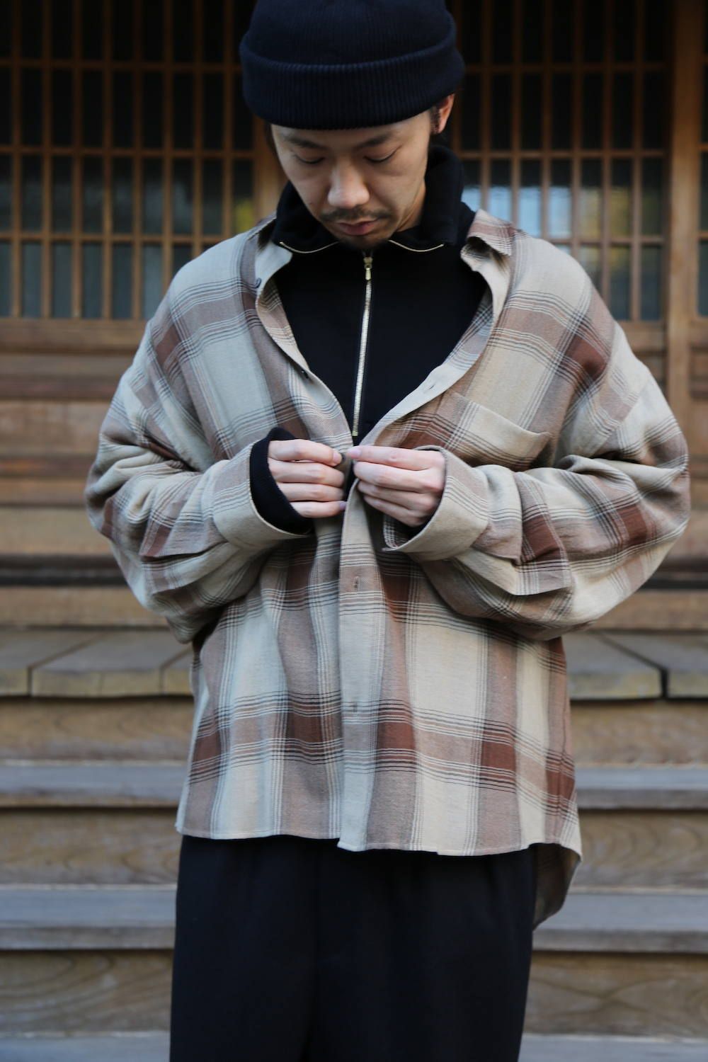 Graphpaper(グラフペーパー)Check Regular Collar Big Sleeve