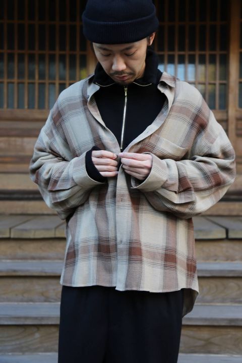 Graphpaper(グラフペーパー)Check Regular Collar Big Sleeve Shirt"BROWN CH"Style.2019.11.6.