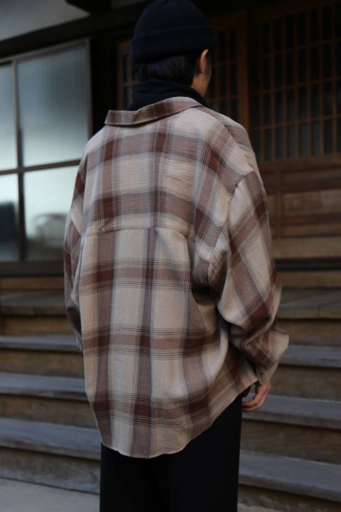 Graphpaper(グラフペーパー)Check Regular Collar Big Sleeve Shirt"BROWN CH"Style.2019.11.6.