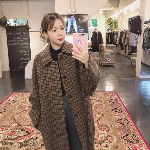 YOKE  DOUBLE JQUARD KNIT BAL COLLAR COAT"BROWN"style.2019.11.24
