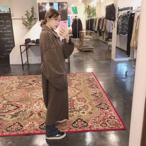 YOKE  DOUBLE JQUARD KNIT BAL COLLAR COAT"BROWN"style.2019.11.24